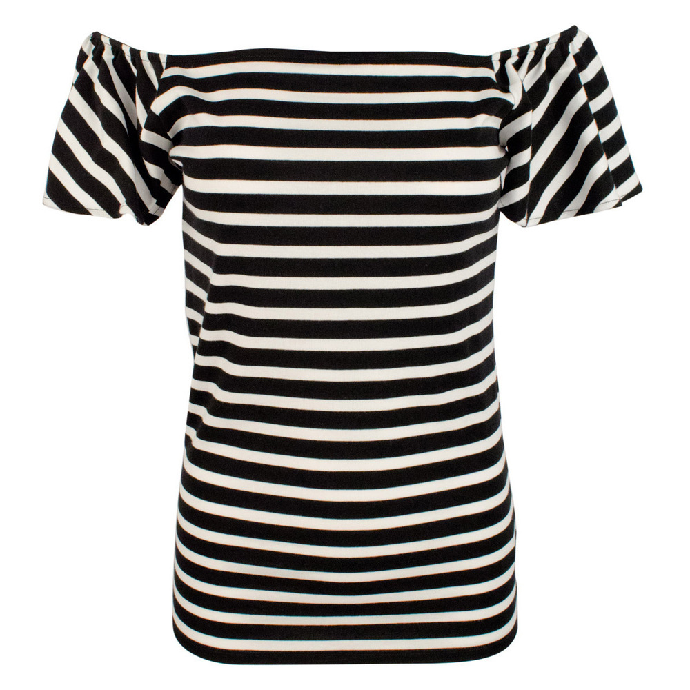 NWT Lauren Ralph Lauren Women's Striped Off-The-Shoulder Top-PB-L $59.5